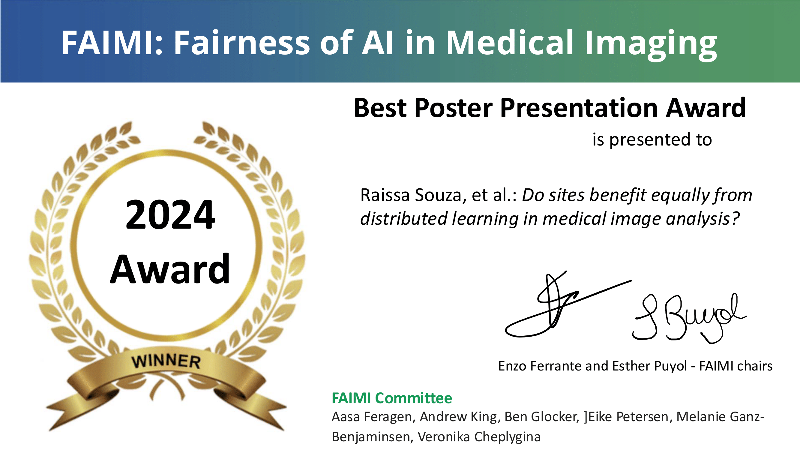 MICCAI FAIMI 2024 Best Poster