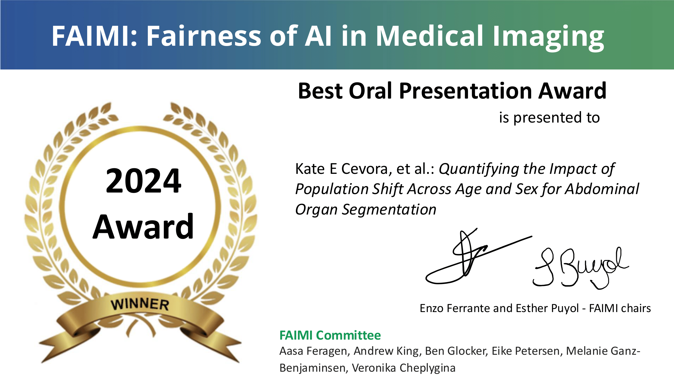 MICCAI FAIMI 2024 Best Oral