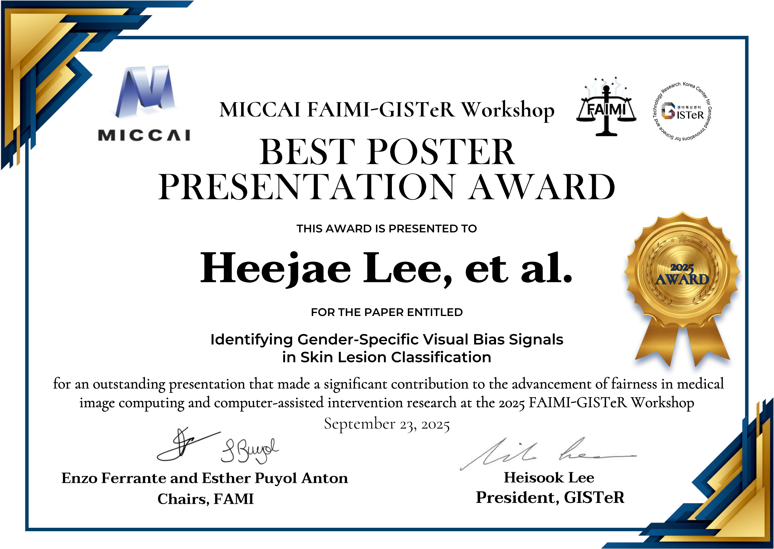 MICCAI FAIMI 2025 Best Poster