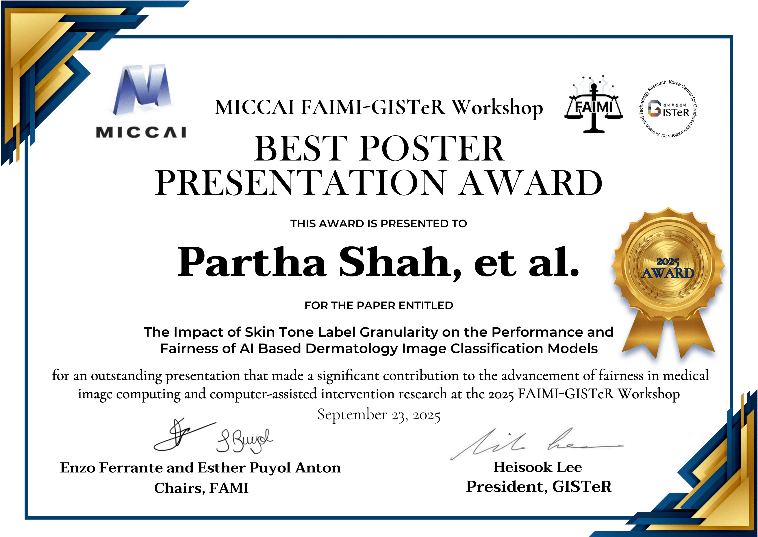 MICCAI FAIMI 2025 Best Poster