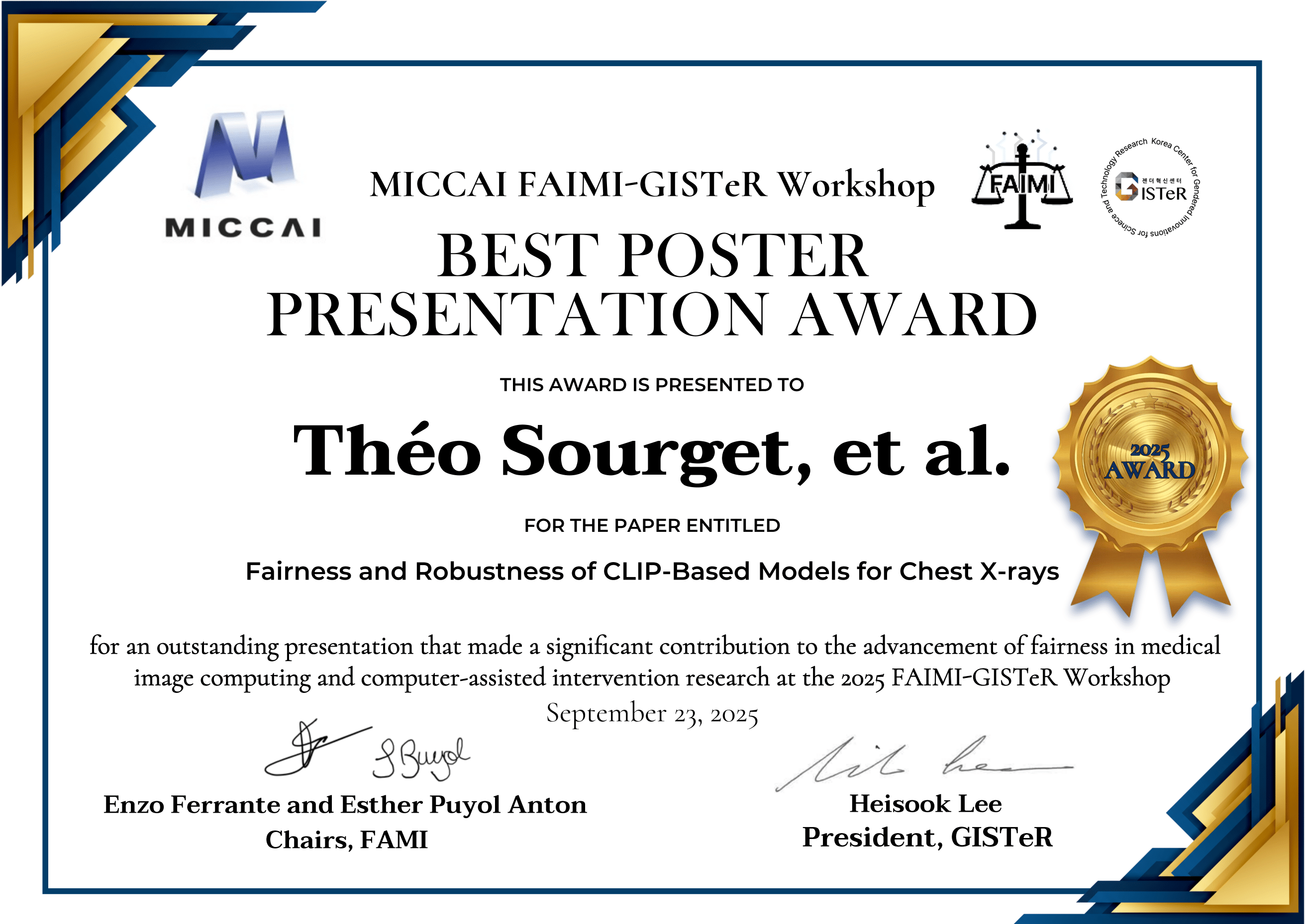 MICCAI FAIMI 2025 Best Poster