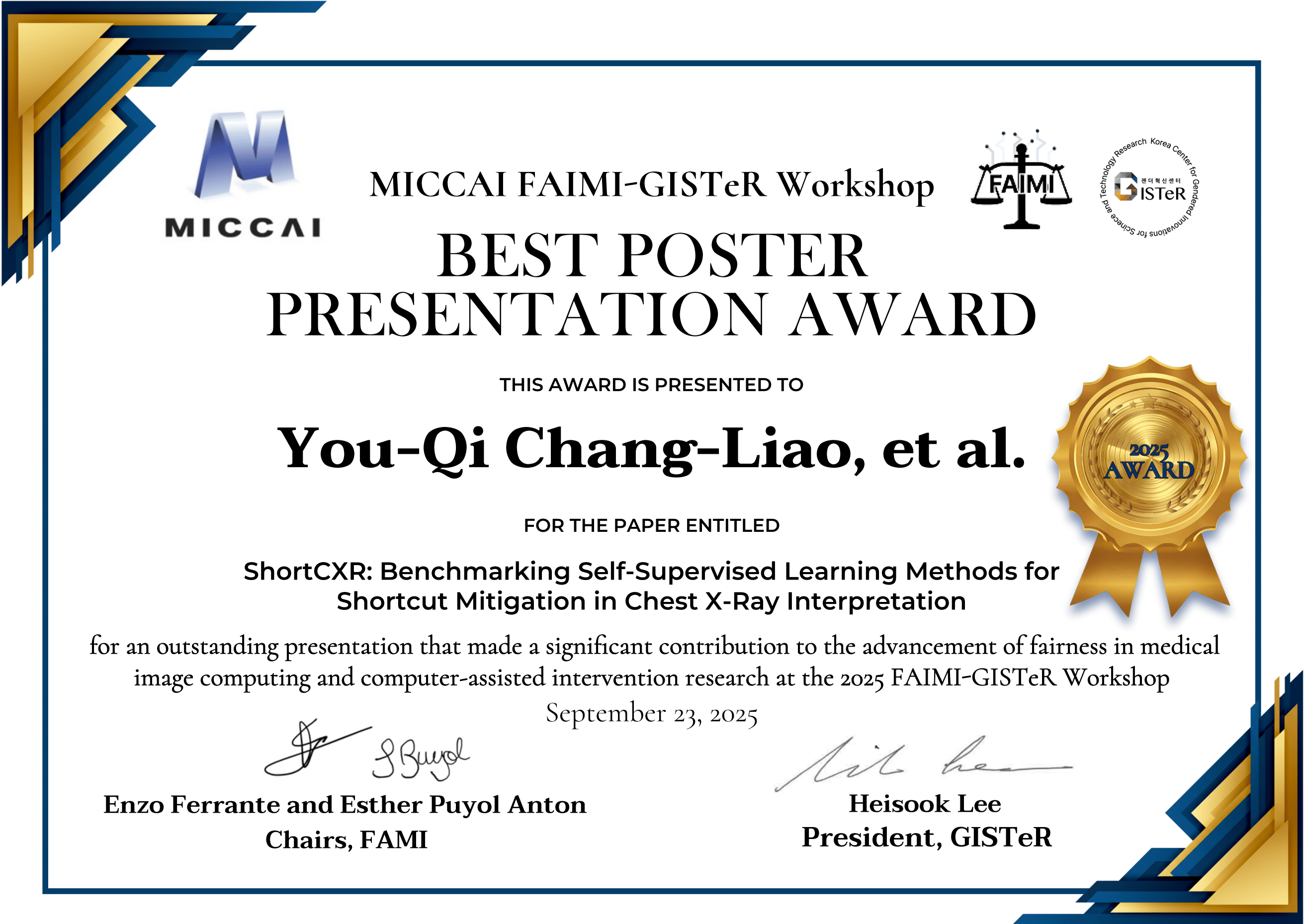 MICCAI FAIMI 2025 Best Poster